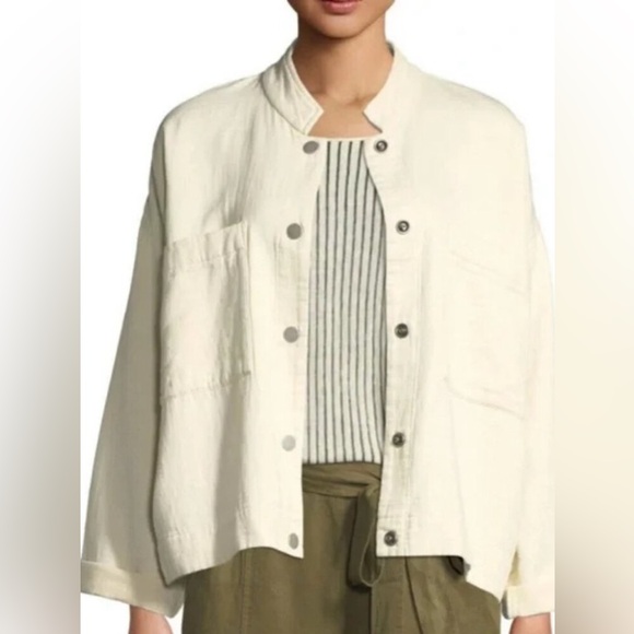 Eileen Fisher Jackets & Blazers - Eileen Fisher Mandarin Collar Channel Snap Jacket